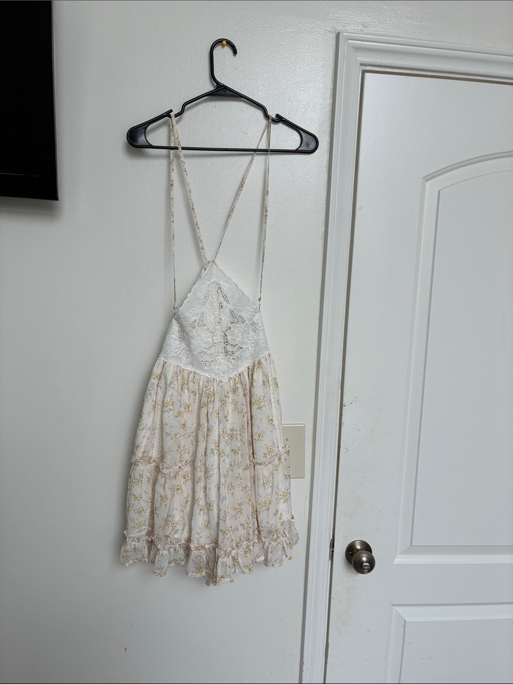 Fashion Nova Cream Floral Lace Mini Dress